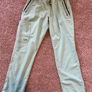 Grey's Anatomy Men's Cargo Scrub Pants in Sage Green with Zippered Pockets